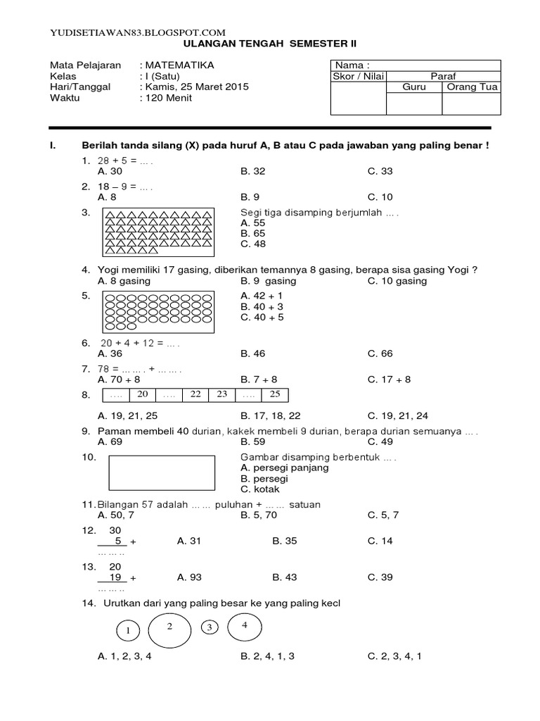 10 Rahasia Menguasai Soal Matematika Kelas 2 SD Semester 1 Agar Anak Makin Cerdas