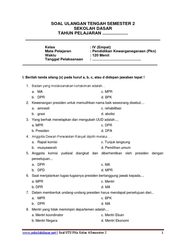 15 Latihan Soal PKN Kelas 4 Semester 2 yang Sering Keluar Saat Ujian Wajib Coba Sekarang