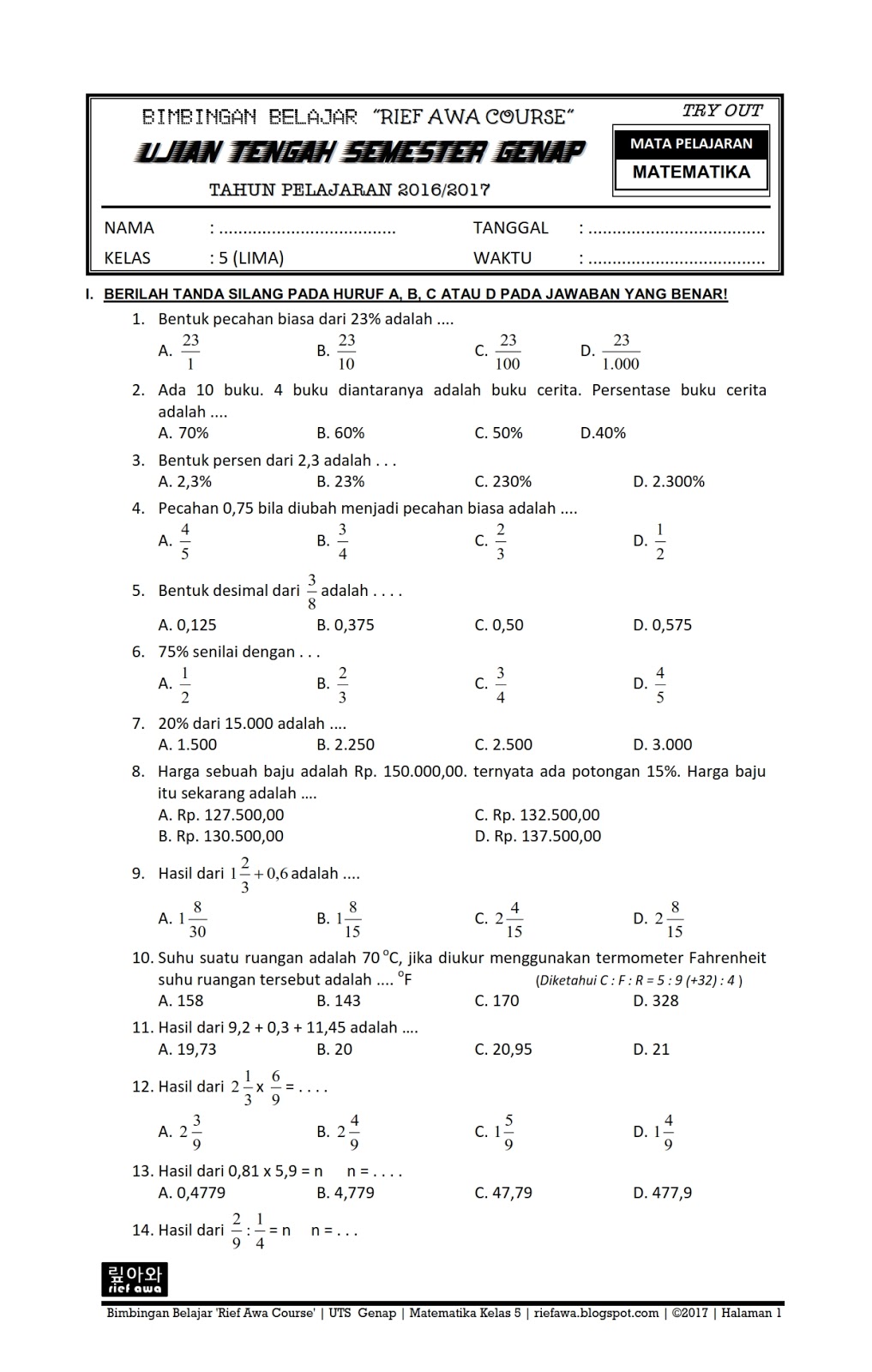 Bocoran 10 Soal Ujian Matematika Kelas 7 Semester 2 Ini Ternyata Sering Keluar Saat Ujian