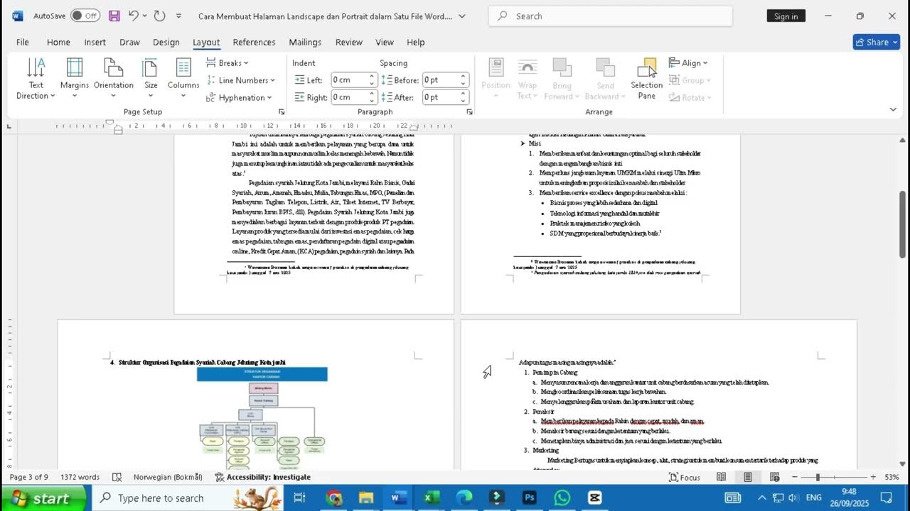 Cara Membuat Halaman Landscape dan Portrait dalam Satu File Word