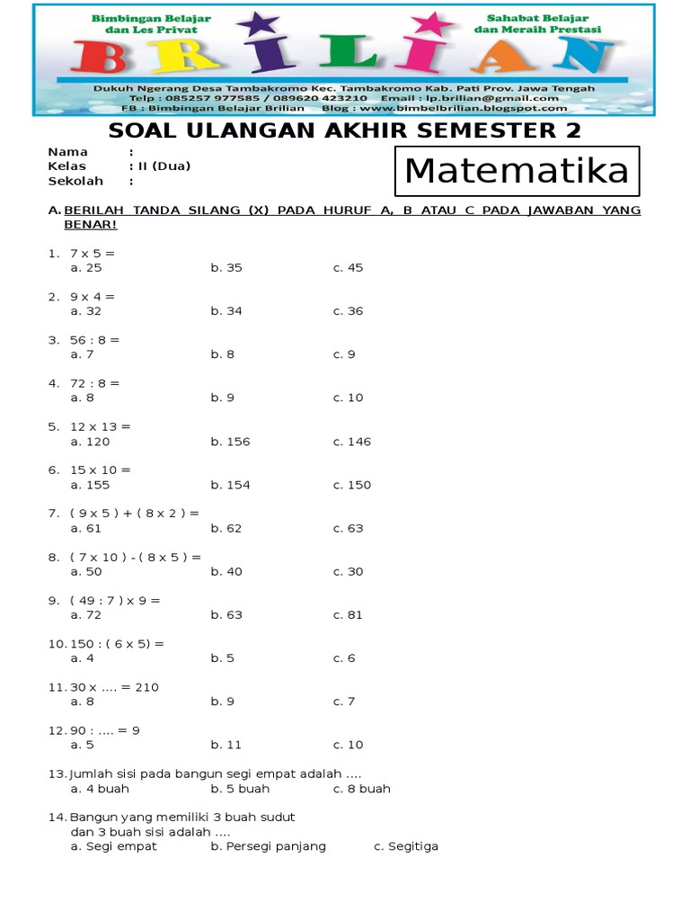 latihan soal kelas 2