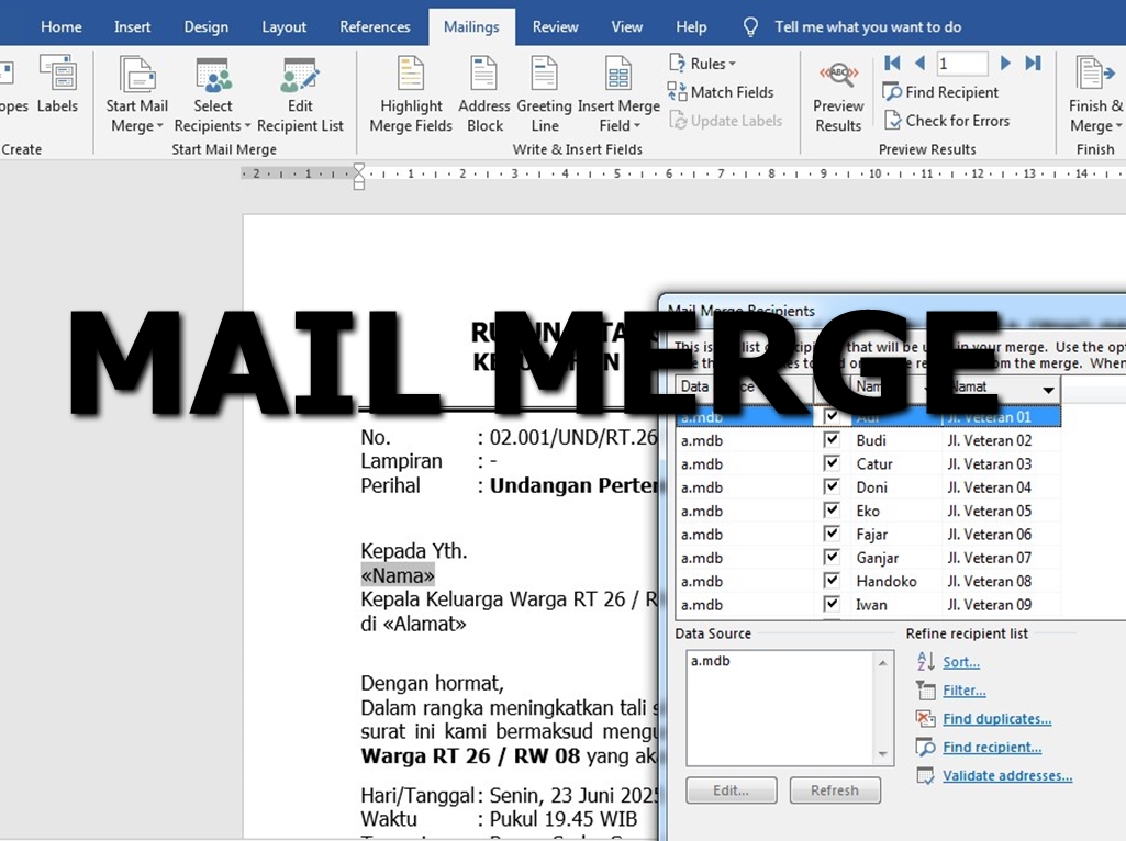 Panduan Lengkap Mail Merge di Word Cara Mudah Kirim Surat