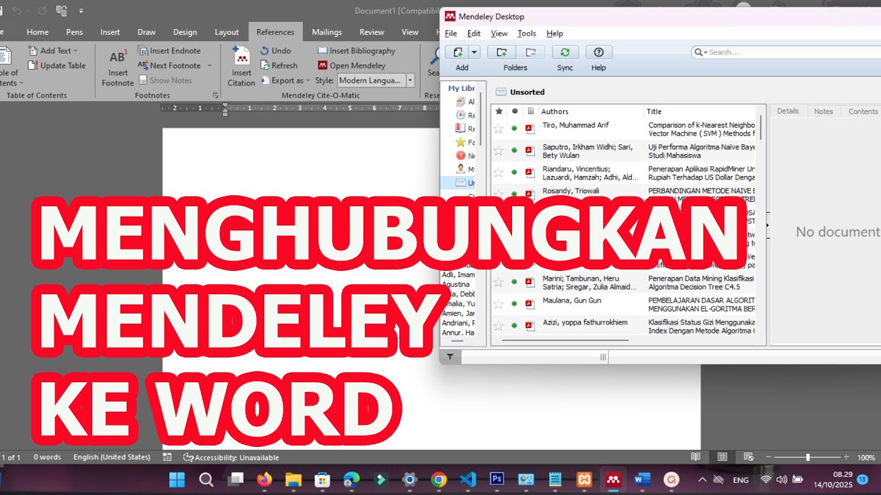 cara menghubungkan mendeley desktop ke word mendeley - YouTube