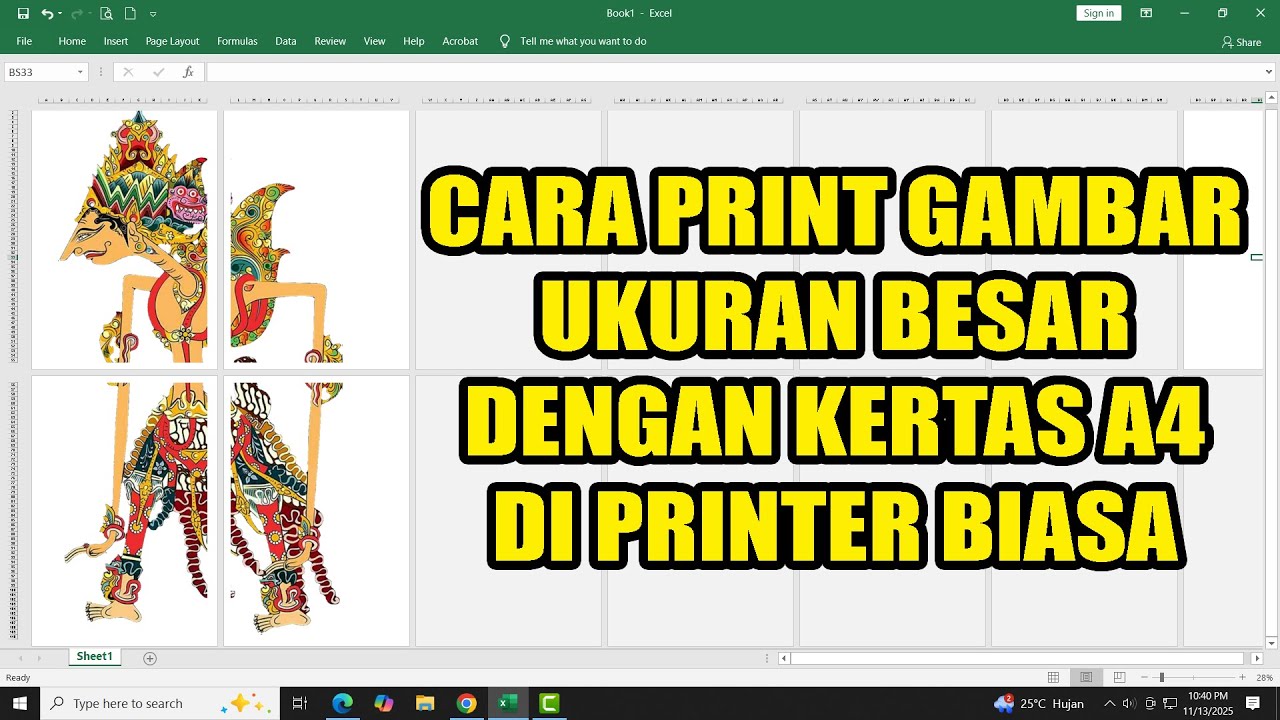 Cara Print Gambar Ukuran Besar dengan Kertas A4 di Printer Biasa - YouTube