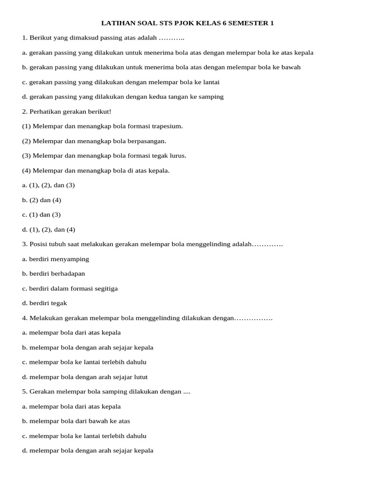 5 Fakta Mengejutkan dari Soal PAT PJOK Kelas 6 Semester 2 yang Jarang Diketahui