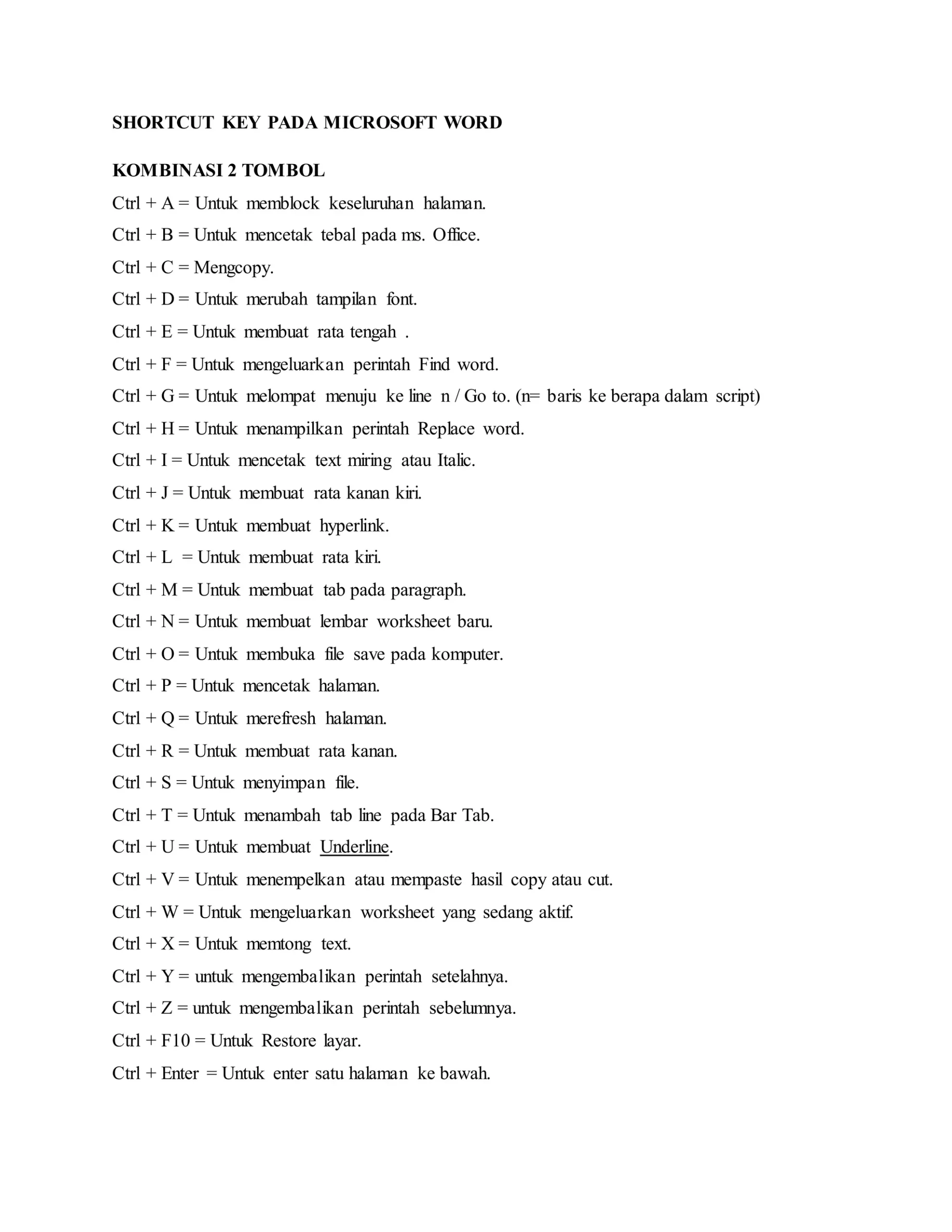 Shortcut ms word 1 DOCX