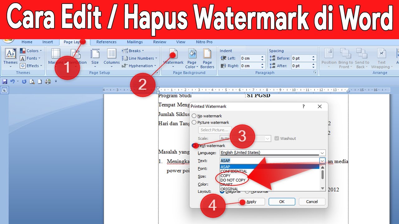 Cara Mengedit atau Menghapus Watermark di Word - YouTube