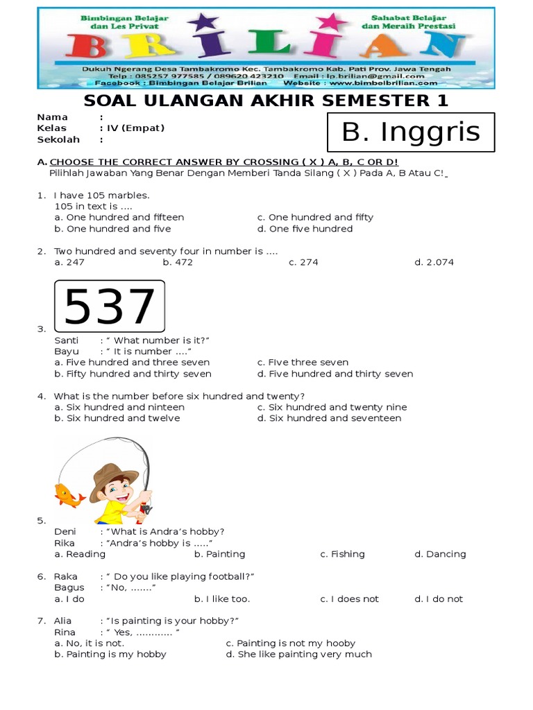 7 Soal UTS Bahasa Inggris Kelas 4 Semester 1 yang Wajib Dikuasai Sebelum Ujian Dimulai