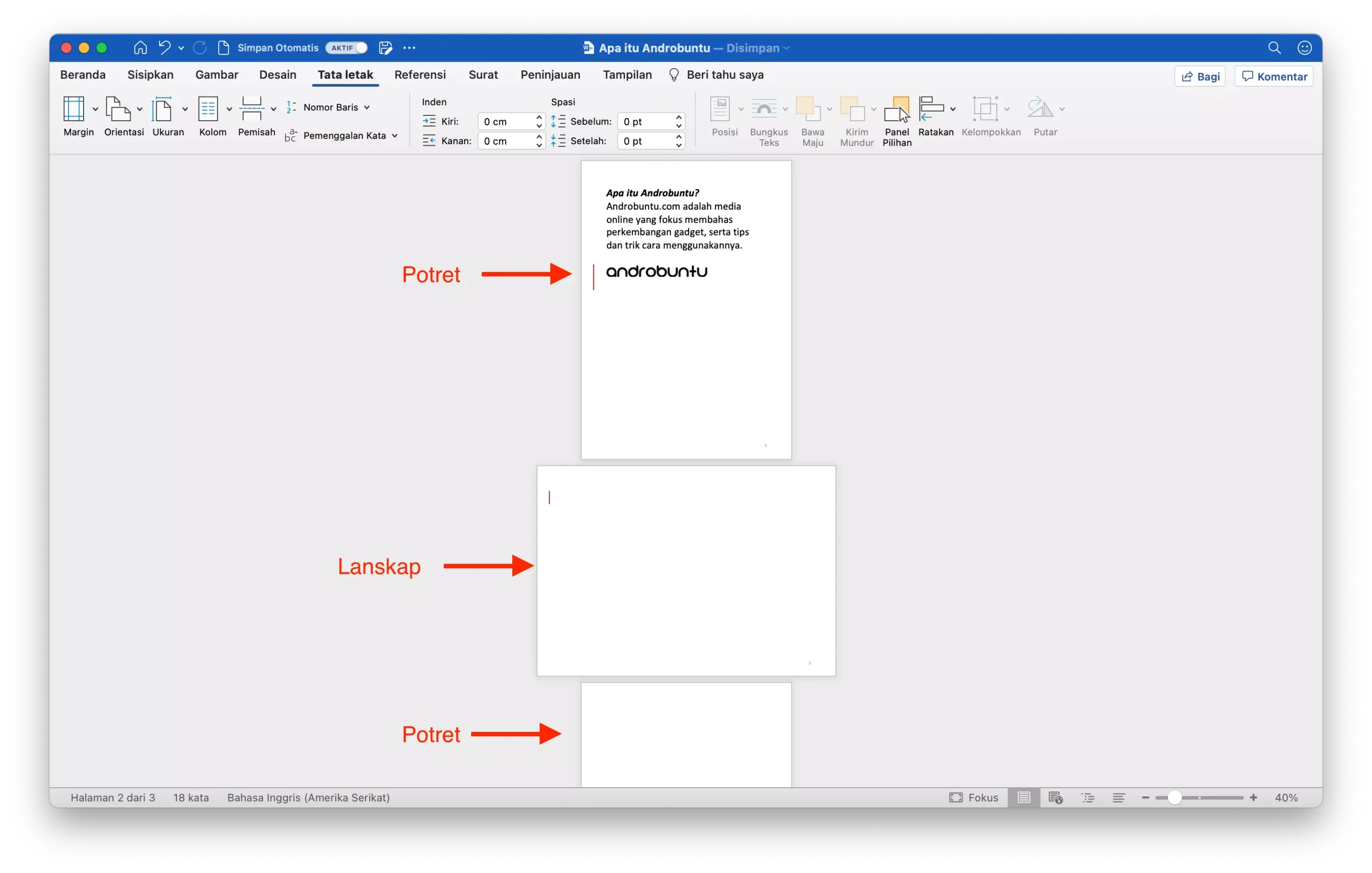 Cara Membuat Halaman Portrait dan Landscape di Satu Dokumen Microsoft