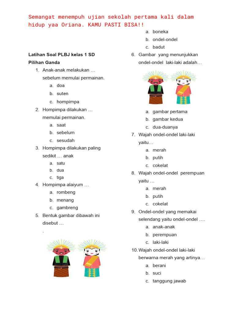 Rahasia Soal PLBJ Kelas 4 Semester 1 dan Kunci Jawaban yang Bikin Nilai Meningkat Sekarang Rahasia Soal PLBJ Kelas 4 Semester 1 dan Kunci Jawaban yang Bikin Nilai Meningkat Sekarang