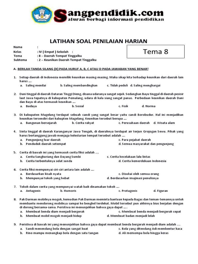 Terbukti 7 Cara Download Soal Tematik Kelas 4 Tema 8 Subtema 2 Sebelum Ujian Dimulai