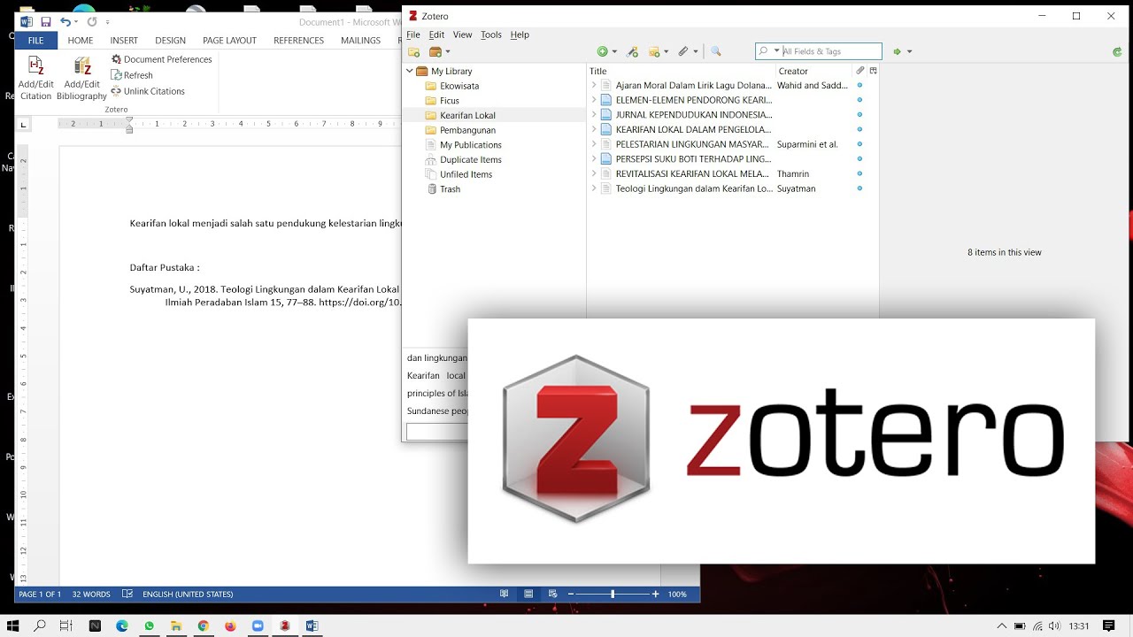 cara menggunakan zotero di microsoft word