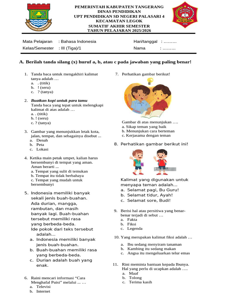 Rahasia Lulus Ujian dengan Contoh Soal Bahasa Indonesia Kelas 3 SD KTSP Terbaru