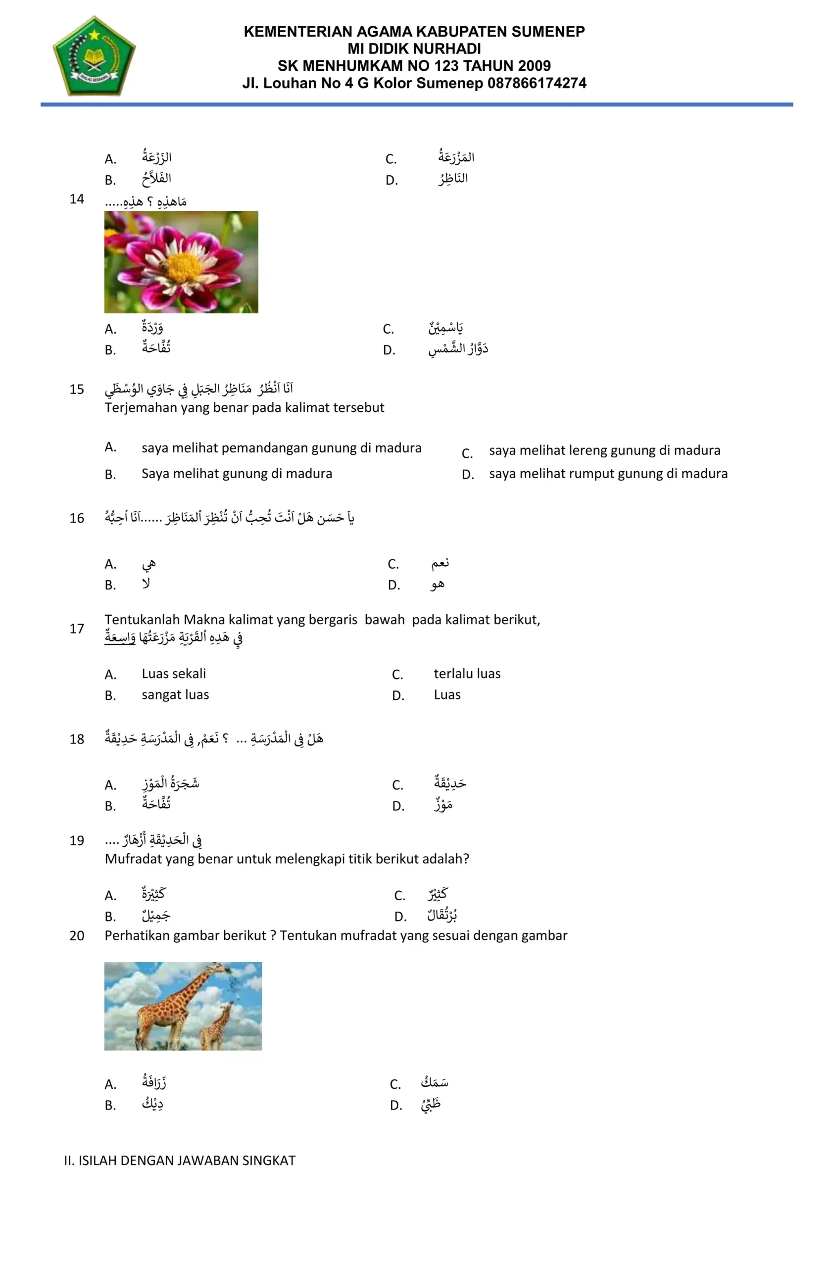 Rahasia Skor Tinggi Lewat Contoh Soal Bahasa Arab K13 Kelas 3 MI yang Wajib Tahu Rahasia Skor Tinggi Lewat Contoh Soal Bahasa Arab K13 Kelas 3 MI yang Wajib Tahu