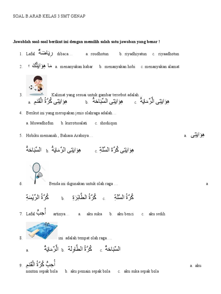 Rahasia Skor Tinggi Lewat Kumpulan Contoh Soal Bahasa Arab Kelas 3 SMP Terbaru