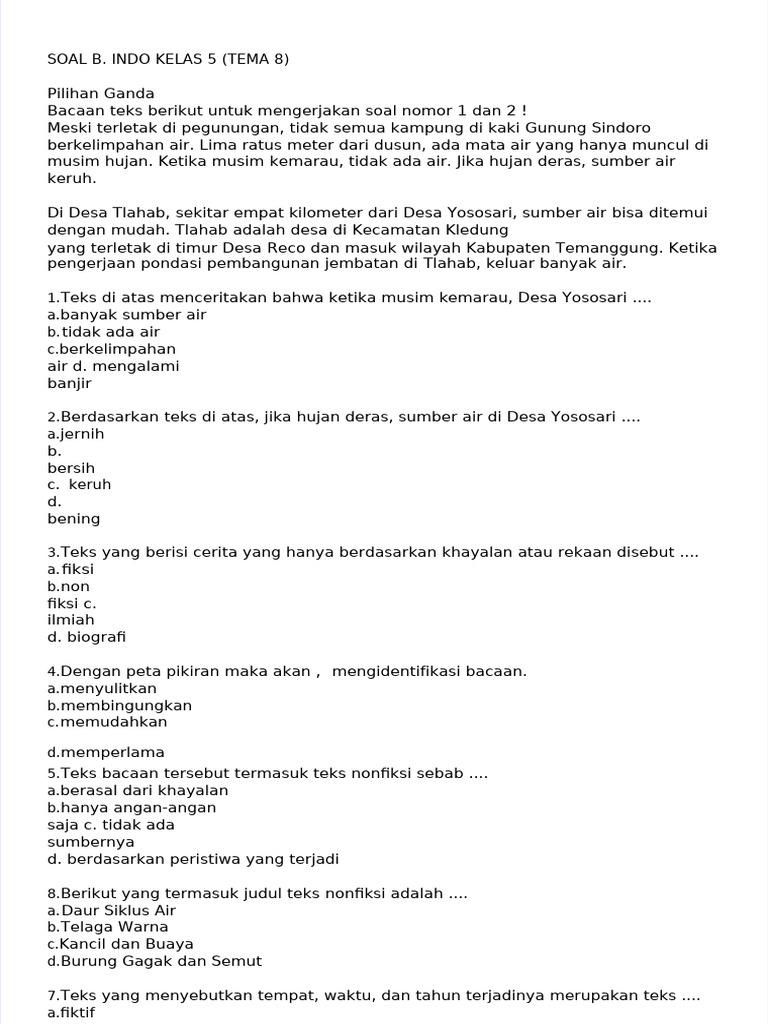 Rahasia Skor Tinggi dengan Contoh Soal Bahasa Indonesia Kelas 5 Tema 8 KD 3.8 Terbaru Rahasia Skor Tinggi dengan Contoh Soal Bahasa Indonesia Kelas 5 Tema 8 KD 3.8 Terbaru