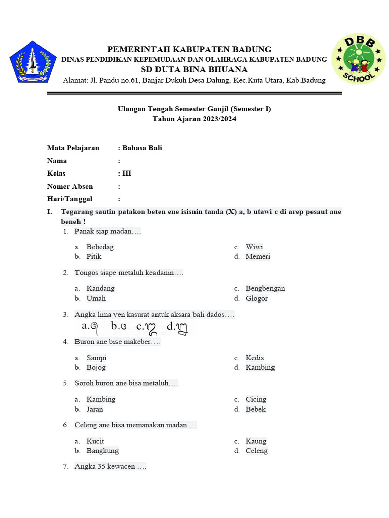 Rahasia Sukses Belajar dengan Contoh Soal Bahasa Bali Kelas 3 SD Terbaru yang Wajib Tahu